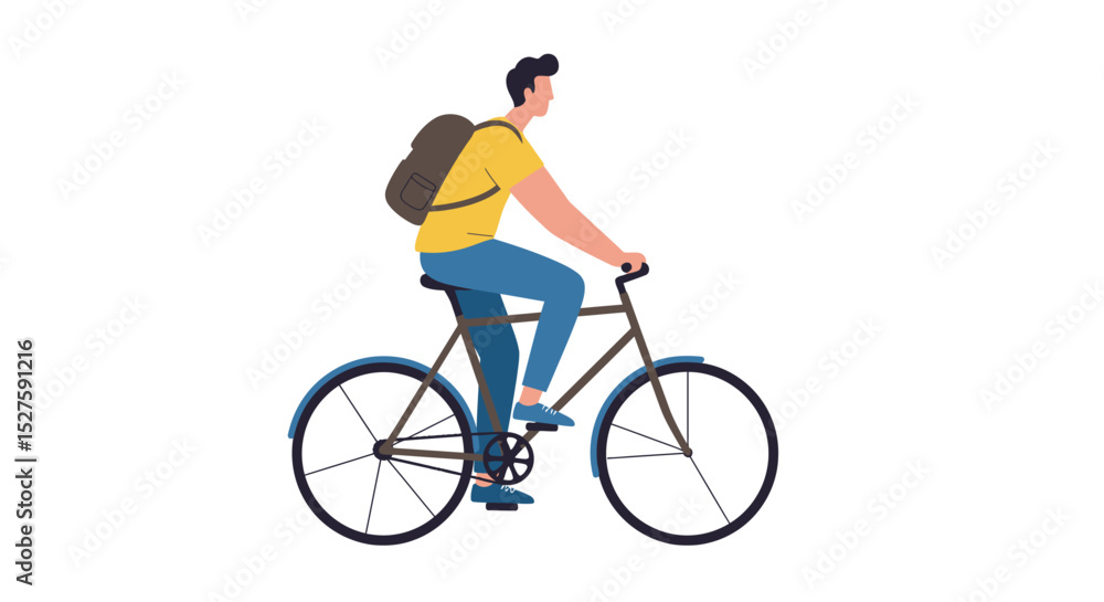 Naklejka premium Vector design of a man cycling on an urban road, flat and stylish design