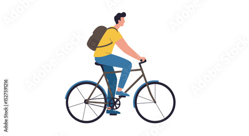 Vector design of a man cycling on an urban road, flat and stylish design