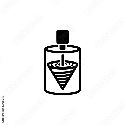 Industrial Mixer Agitator Line Icon. A clean, modern line art icon depicting an industrial mixer, agitator with a conical impeller. This versatile symbol is ideal for designs related to manufacturing