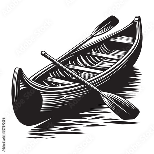 Lake Journey Canoe silhouette design – Canoe illustration – Minimalist Canoe vector – Vehicle silhouette

