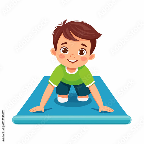 a child is doing a forward roll on