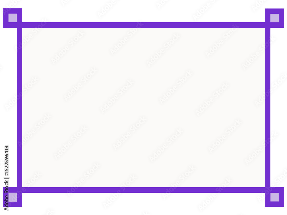Obraz premium 白背景と紫角装飾の囲み枠・中央塗りフレーム素材（シンプル・PNG）