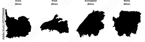 Araria, Arwal, Aurangabad, Banka outline maps