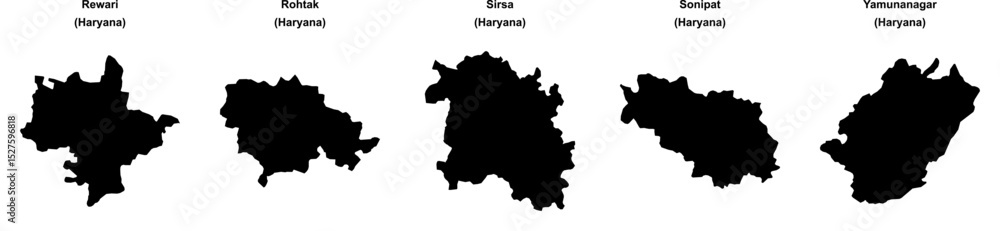 Rewari, Rohtak, Sirsa, Sonipat, Yamunanagar outline maps Rewari, Rohtak, Sirsa, Sonipat, Yamunanagar outline maps