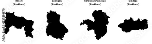 Ranchi, Sahibganj, Saraikela-Kharsawan, Simdega outline maps