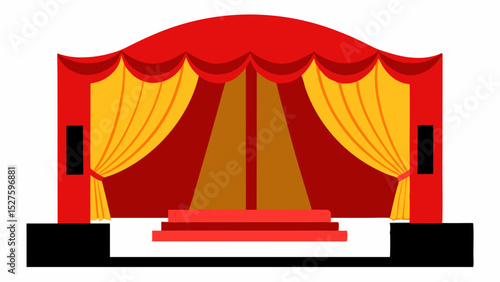 Sophisticated Elegant Performance Stage with Dramatic Lighting and Empty Space Vector Clip Art Illustration