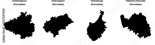 Chikballapura, Chikmagalur, Chitradurga, Dakshina Kannada outline maps