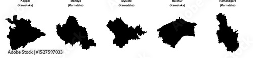 Koppal, Mandya, Mysore, Raichur, Ramanagara outline maps