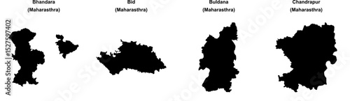 Bhandara, Bid, Buldana, Chandrapur outline maps