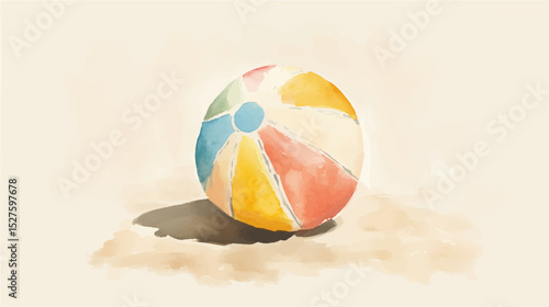 Wallpaper Mural Vector illustration, watercolor painting depicts a classic beach ball with red, yellow, blue, on white background. Torontodigital.ca