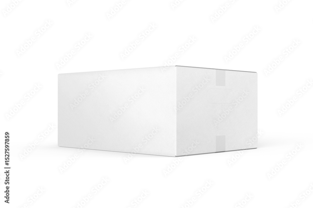 Fototapeta premium Cardboard Carton Box Mockup Corrugated Blank Image Isolated on White 3d Illustration