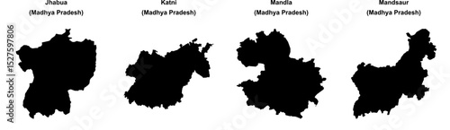 Jhabua, Katni, Mandla, Mandsaur outline maps