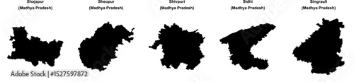 Shajapur, Sheopur, Shivpuri, Sidhi, Singrauli outline maps