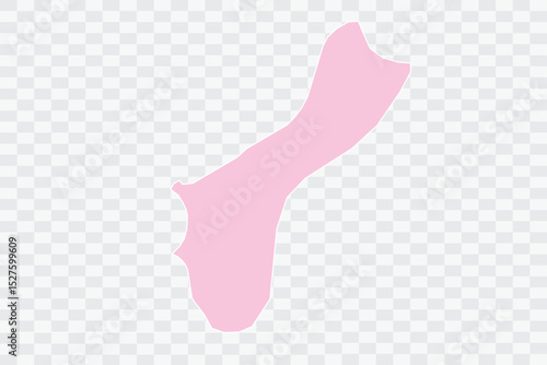 Guam Map Blush Color on White Background quality files Png