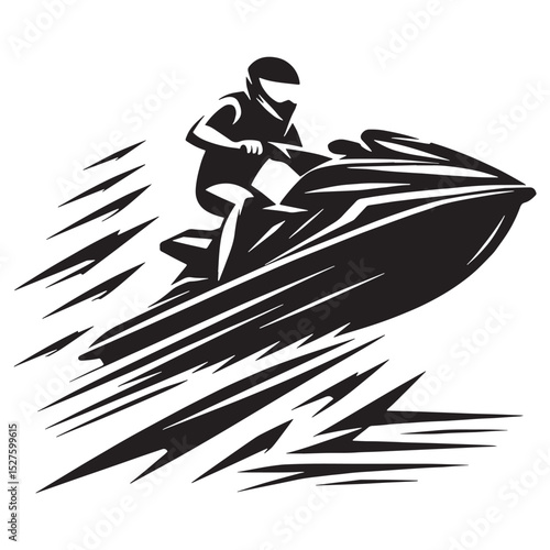 Summer Vibes Jet Ski silhouette in smooth shape – Jet Ski illustration – Minimalist Jet Ski vector – Vehicle silhouette

