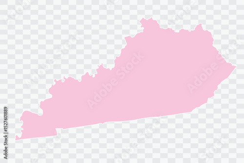 KENTUCKY Map. Blush Color on White Background quality files Png