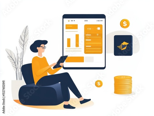 person using mobile banking, digital financial dashboard, crypto wallet and coins 1