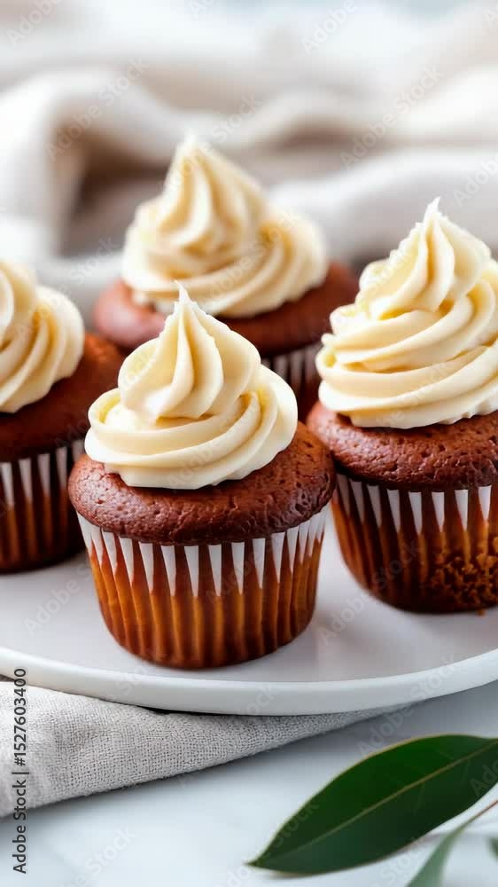 Scrumptious vanilla cupcakes decorated with creamy frosting perfect for any occasion in a cozy kitchen setting Scrumptious vanilla cupcakes decorated with creamy frosting perfect for any occasion in a cozy kitchen setting