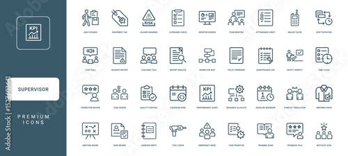 collection supervisor-themed icons management monitoring tasks within professional setting