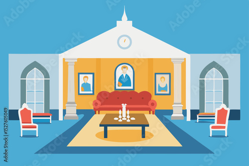 Grand Estate Interior Design Elegant Living Room with Antique Furnishings and Portraits