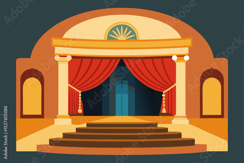 Grand Theater Stage Design Majestic Curtains and Architectural Grandeur