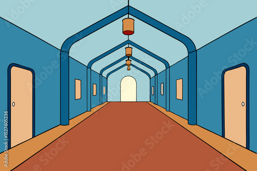 Serene Corridor Architectural Design of a Tranquil Indoor Passageway
