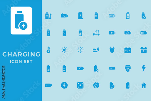 Battery charging icon set. energy,  Electricity,  battery,  ecology battery,  battery level  symbol Vector illustration.