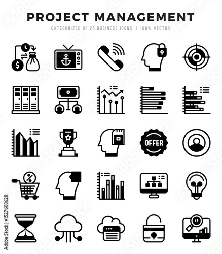 Project Management icons set. Vector illustration.