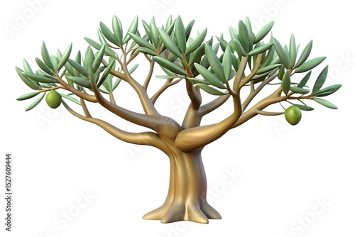 Stylized 3d render of an olive tree with olives