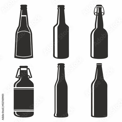 Six different types of beer bottle silhouettes