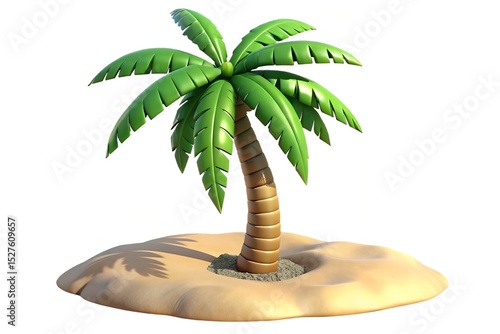 Cartoon palm tree on a sandy island