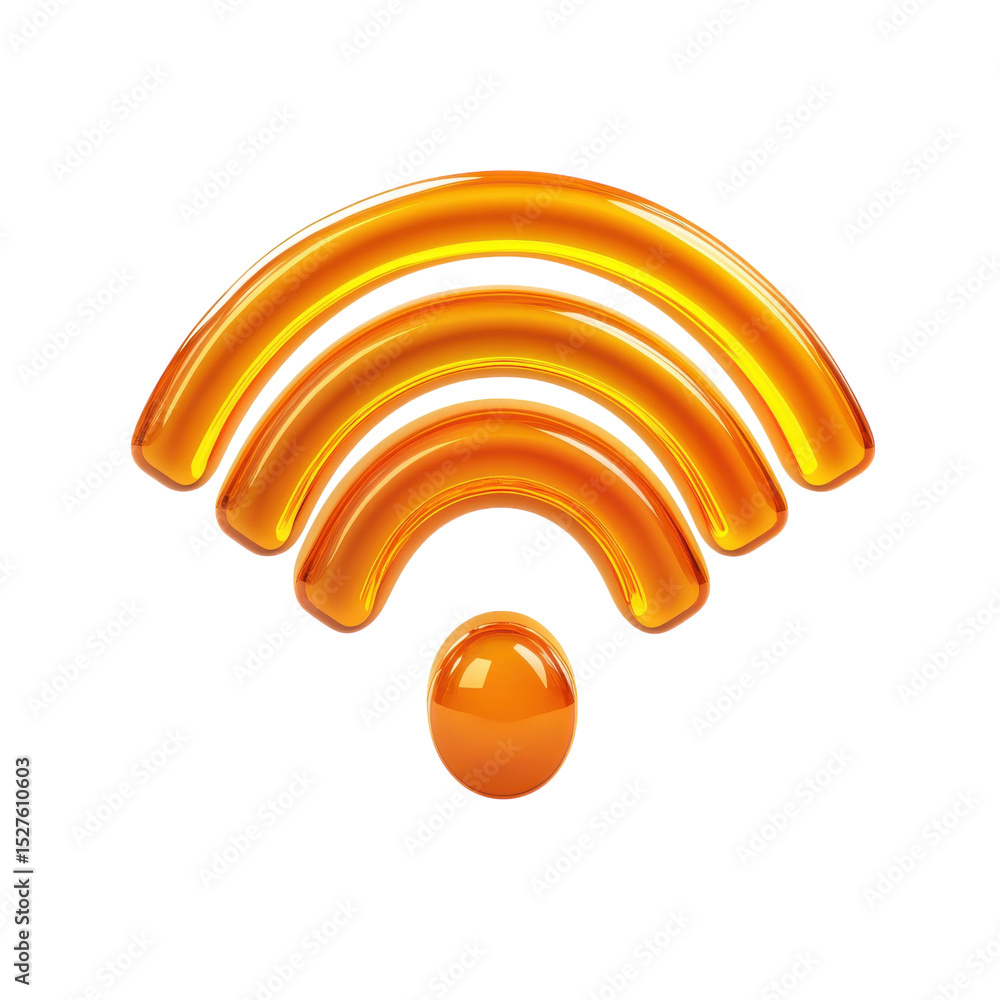Obraz premium Orange Wireless Symbol Design Connectivity Icon WiFi Network Signal on transparent background