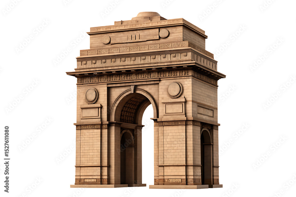 Obraz premium India gate architectural landmark isolated on a white background png ai generated