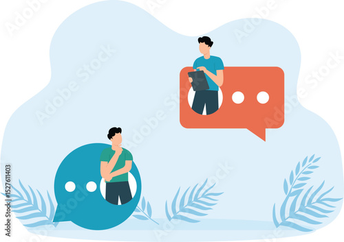 Chatting with team members, Show virtual Dating and relationship app. Chat bubble and Chat with friends and send new messages, Perfect for landing page, UI, web, app introduction card
