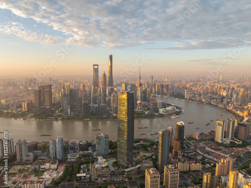 Photography Shanghai Pudong Skyline in Morning Light