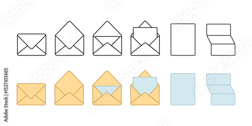 Letters icon set. Vector illustration. Colored. 