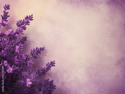 Lavender flowers with soft purple background create calming and serene atmosphere, perfect for relaxation and tranquility. delicate blooms add touch of elegance and natural beauty