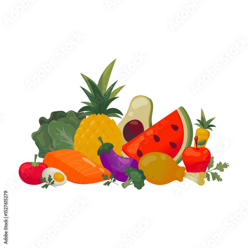 Assorted Fresh Fruits and Vegetables – Healthy Food Bundle on Transparent Background