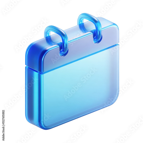 Modern blue glass calendar icon 3d render digital schedule appointment reminder event planner time management organization productivity efficiency on transparent background day date