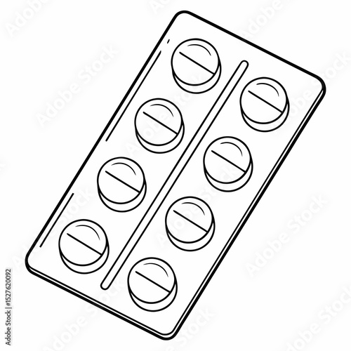Line art illustration of pills in blister pack