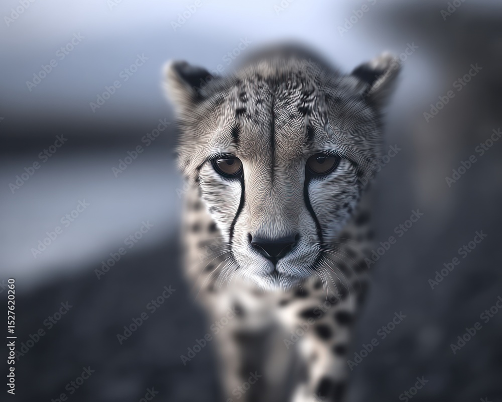 Obraz premium Cheetah in focus, blurred background