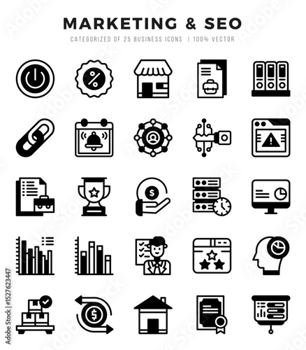 Marketing & SEO. Lineal Filled icons Pack. vector illustration.