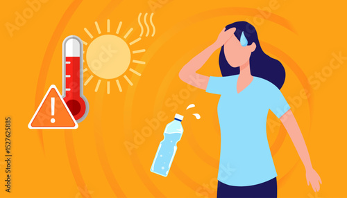 Extreme heat, Abnormal heat concept, template for social media, news, information article, etc. Vector EPS10