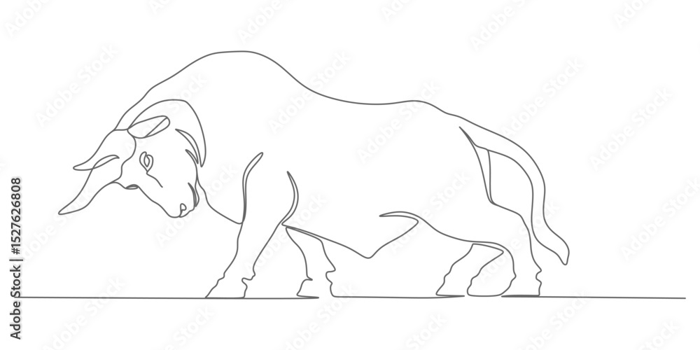 Fototapeta premium Minimalist Bull – Continuous Line Vector Illustration