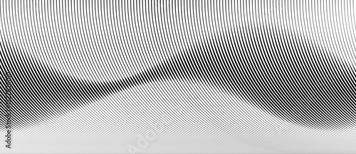 Abstract art geometric background with curved lines. Optical illusion with waves and transition.