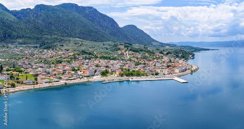 Fototapeta Naklejka Na Ścianę i Meble -  Aerial view of the village Agios Konstantinos, Central Greece, popular port for ferry boats traveling to the Sporades islands