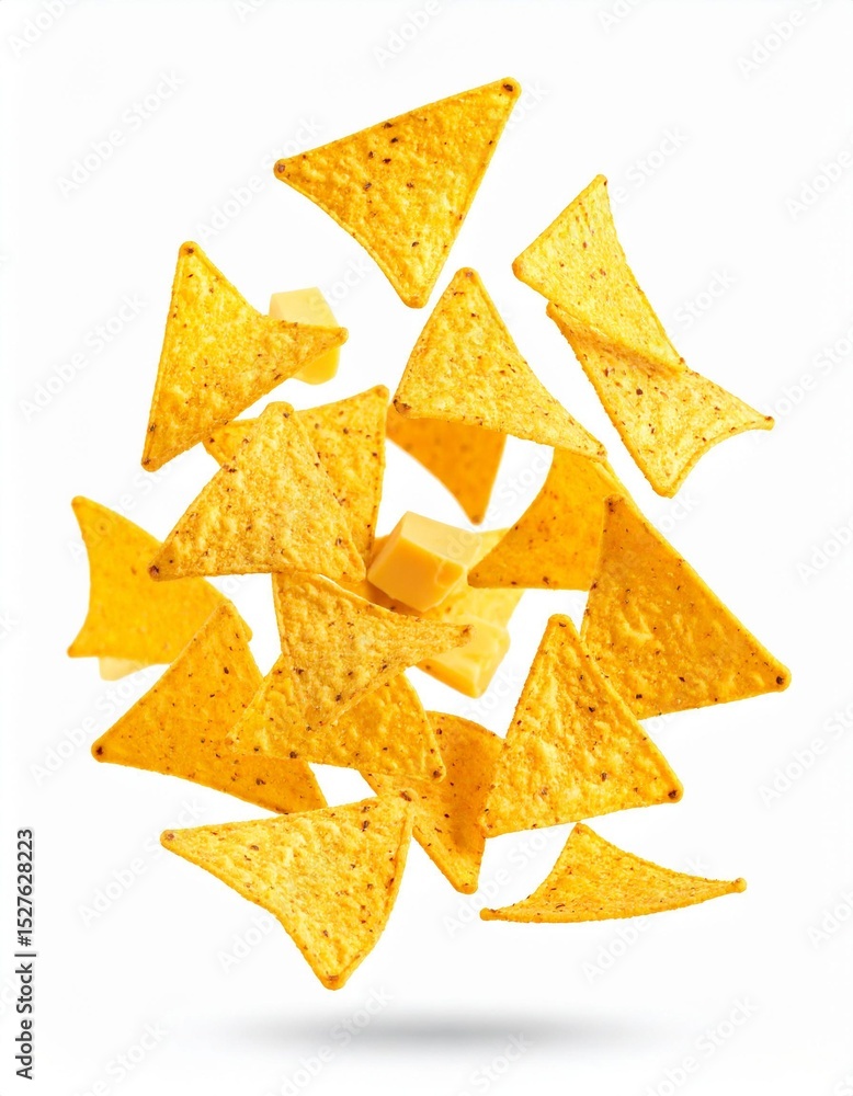 Obraz premium flying nachos with cheese