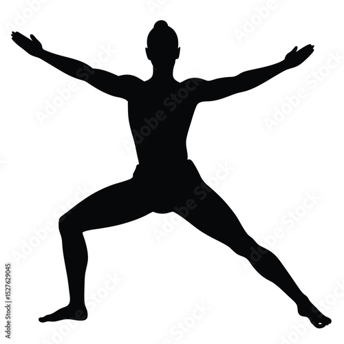 Warrior II Yoga Pose Silhouette Strength and Balance in a Classic Asana