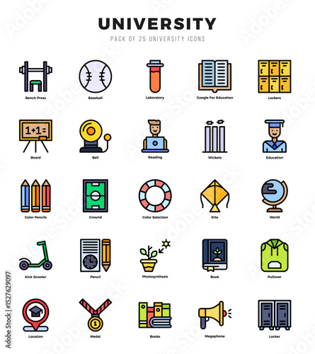 Set of Lineal Color University Icons. Lineal Color art icon. Vector illustration
