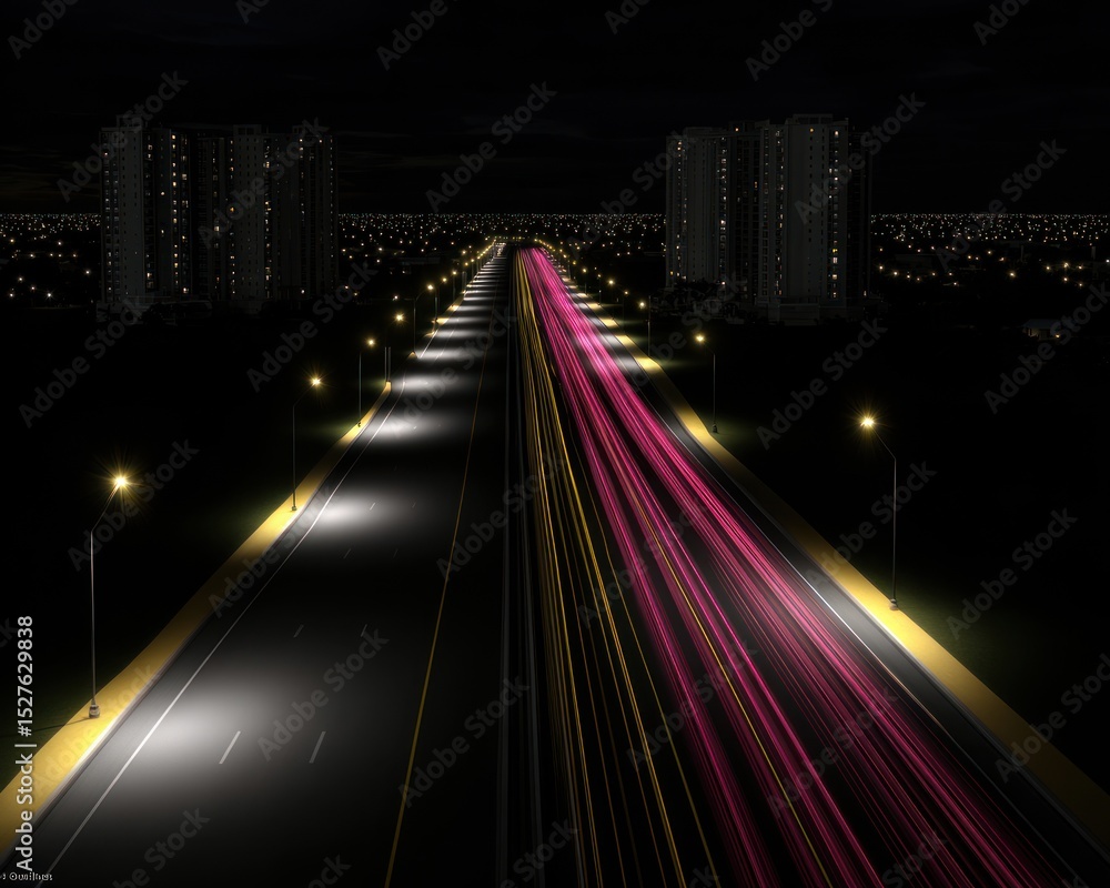 Fototapeta premium Night highway through city